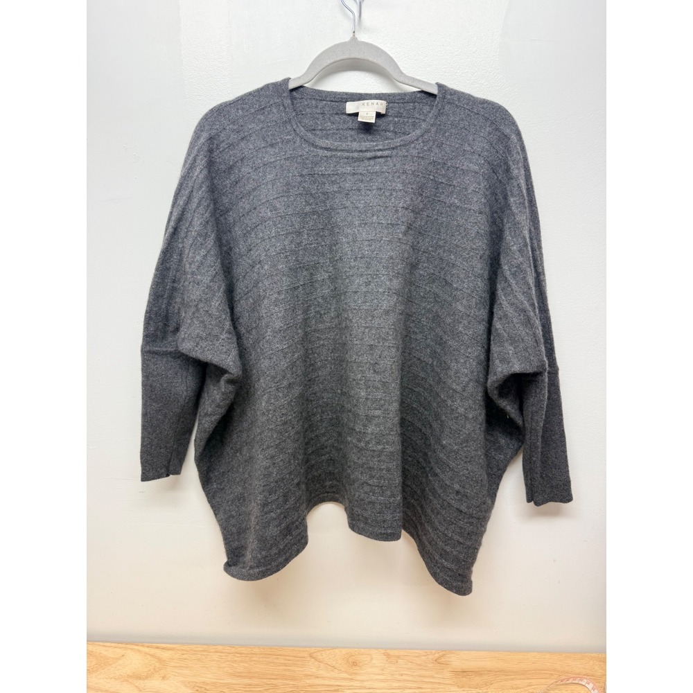 Kenar Women Charcoal Grey Cashmere Oversized Batwing Ribbed Sweater Small #54